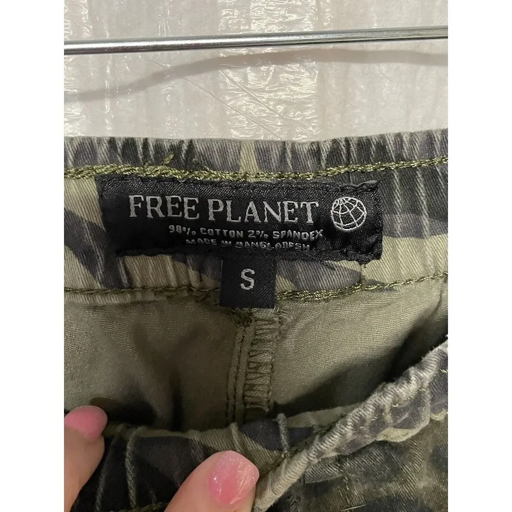 Free‎ Planet Stretch Jogger Camo Activewear Pants Drawstring Waist Size Small
